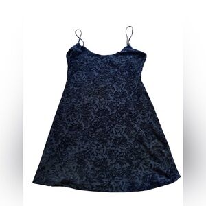 Gloria Vanderbilt Black Velvet Burnout Slip Dress Sheer Mesh Spaghetti Strap Y2K